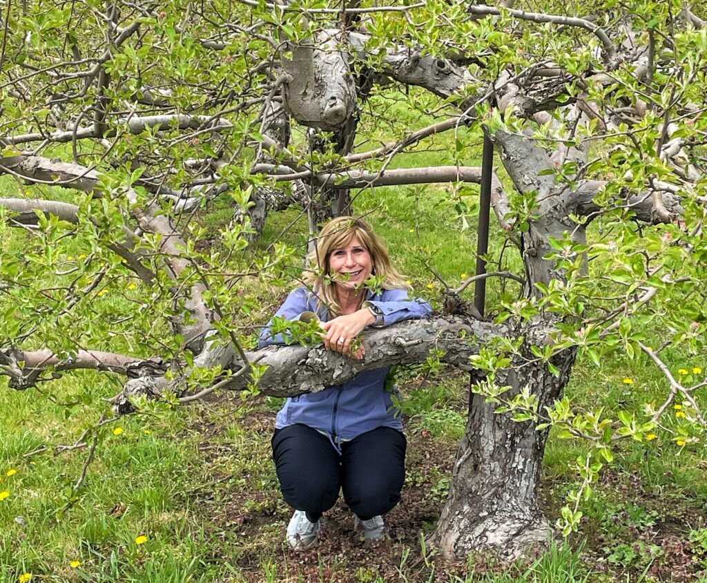 Julie in apple orchard